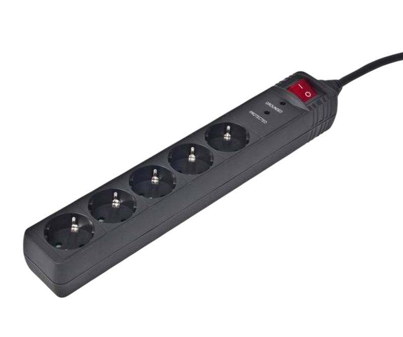 Surge Protector 5 Sockets, 1.5m, Gembird SPG5-C-5, Black