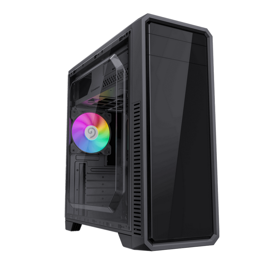 Case ATX GAMEMAX G561E-BK, w/o PSU, 0.5mm, 1x120mm FRGB fans, Transparent panel, 1xUSB3.0, 2xUSB2.0, 1x5.25", 2x2.5", 4x3.5", Black