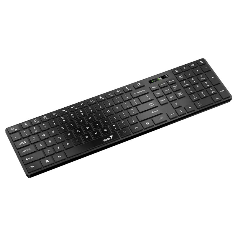 Wireless Keyboard Genius SlimStar 7250BT, Multimedia, 12 Fn Keys, Chocolate keys, Battery indicator, 1xAA, 2.4Ghz+BT, EN/RU, Black