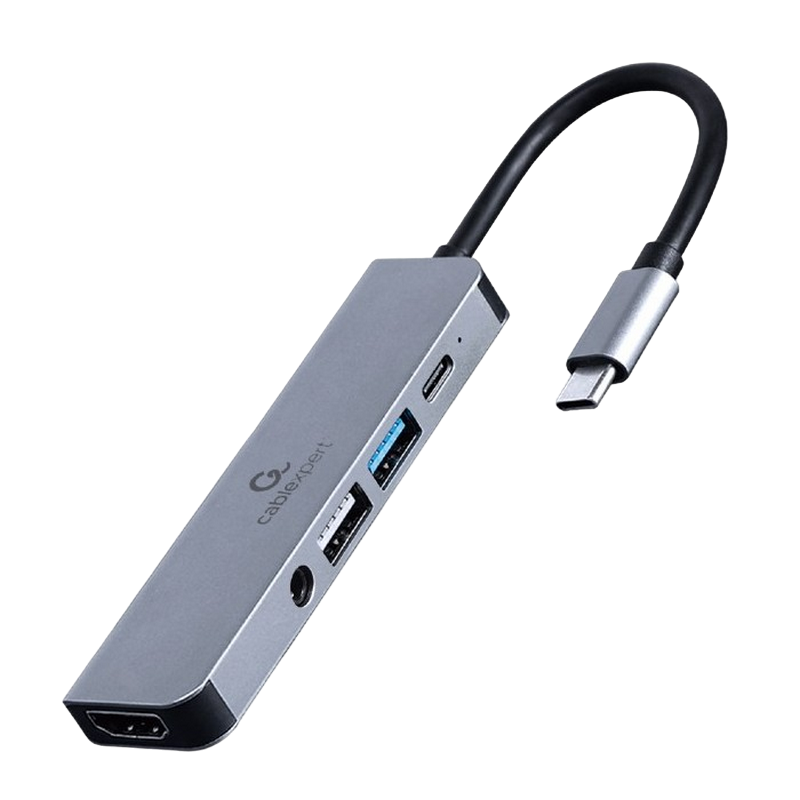 Docking Station Gembird A-CM-COMBO5-02, USB3.1, USB-C, USB2.0, HDMI, 3.5mm, PD 87W, Metal housing