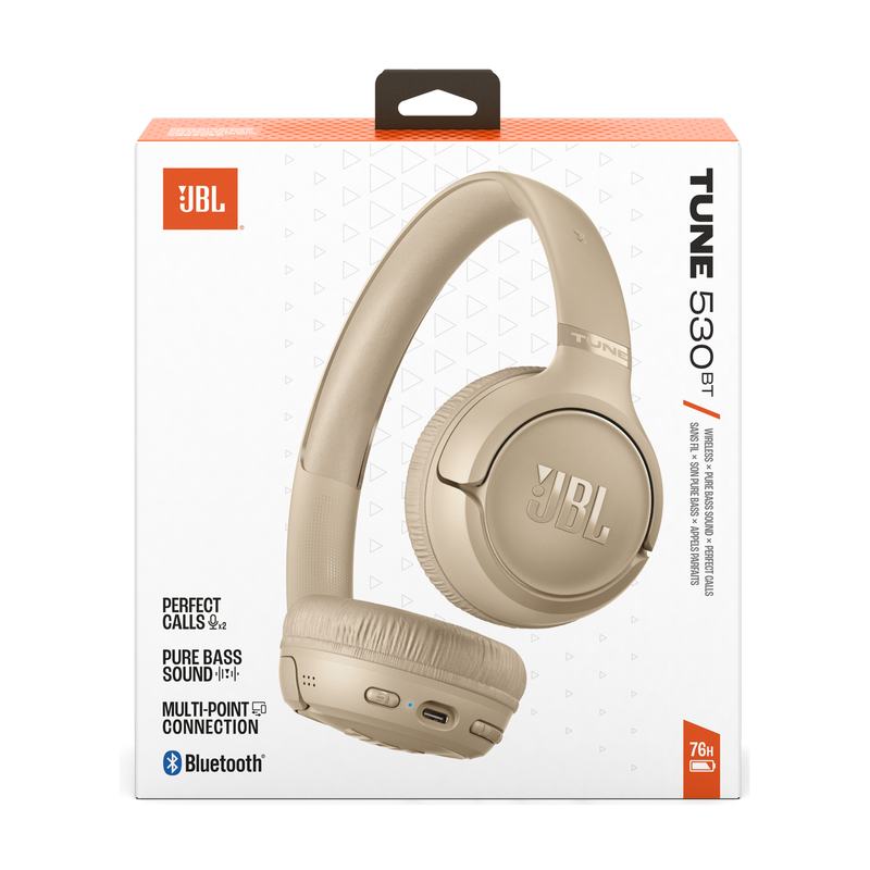 Headphones Bluetooth JBL T530BT, Beige, On-ear