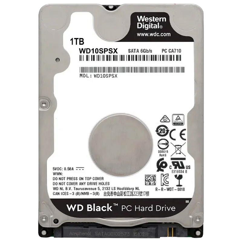 2.5" HDD 1.0TB Western Digital "Black (WD10SPSX)" [SATA3, 64MB, 7200rpm, 7.0mm]