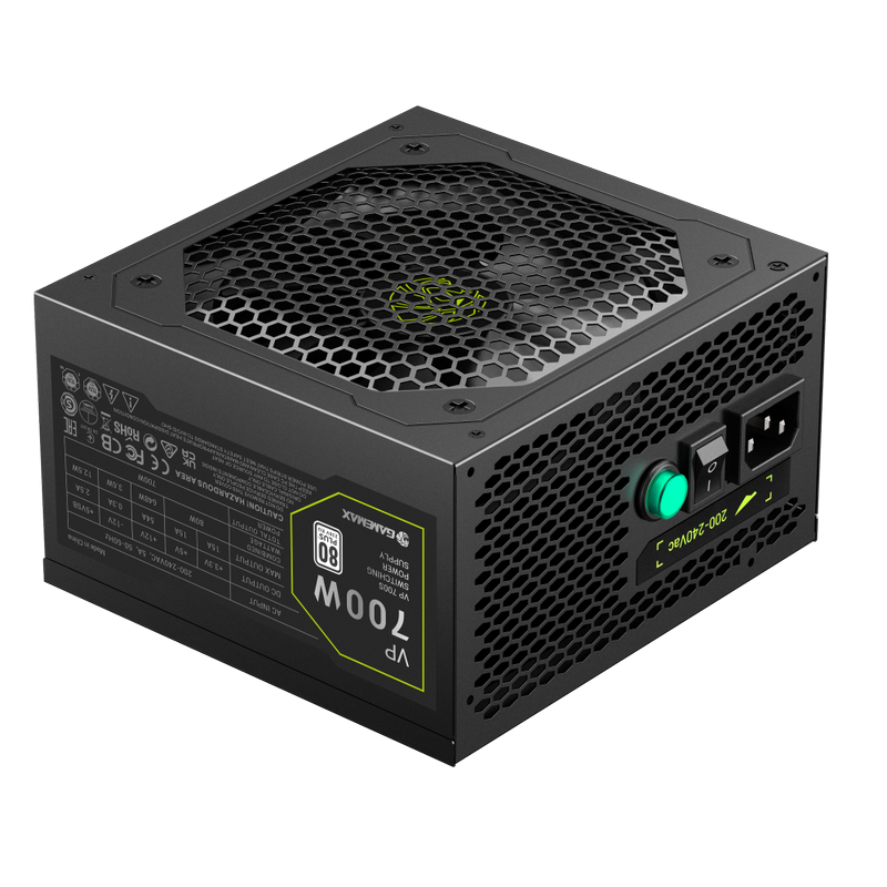 Power Supply ATX 700W GAMEMAX VP-700S, 80+ Bronze, 120mm, Active PFC, Flat cable design, Black