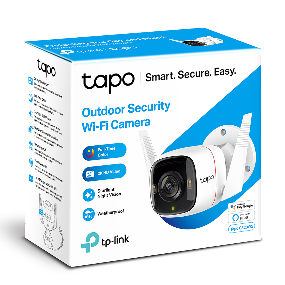 TP-Link Outdoor TAPO C320WS, 4Mpix, f/1.61, Sensor 1/3", IP66, Wi-Fi/LAN Camera