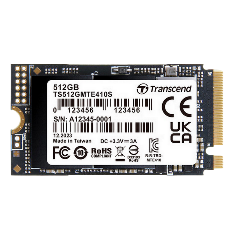 .M.2 NVMe SSD 512GB Transcend 410S [42mm, PCIe 4.0 x4, R/W:5000/3500MB/s, 330/590K IOPS, 300TBW]