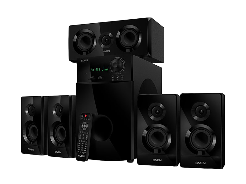 Audio System 5.1 SVEN "HT-210" 125w, USB, SD, FM, Display, RC, Black