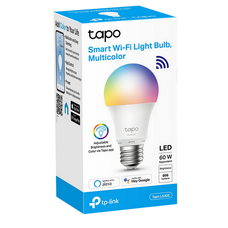 TP-LINK "Tapo L530E", Smart Wi-Fi LED Bulb with Dimmable Light, Multicolor