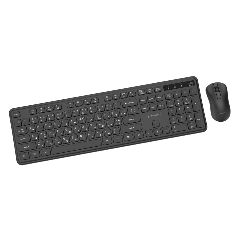 Wireless Keyboard & Mouse Gembird Slim Pro Business KBS-WPS-01-CYRL, Chocolate, 1200dpi, 3 buttons, Ambidextrous, 2.4Ghz, EN/RU, Black