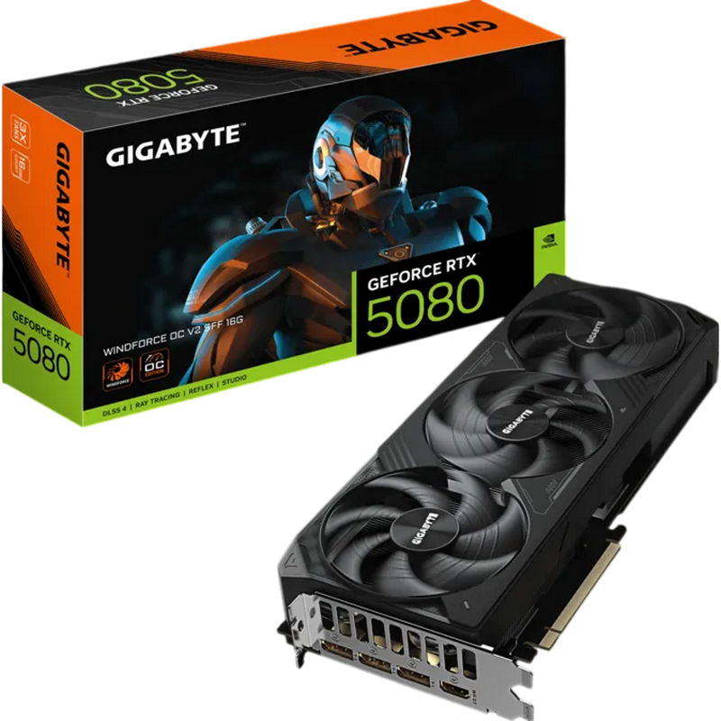 VGA Gigabyte RTX5080 16GB GDDR7 WindForce (GV-N5080WF3OCV2-16GD)