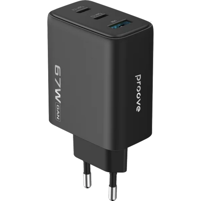 Incarcator Proove, Silicone Power 67W, 2Type-C+USB, (fara cablu), Black