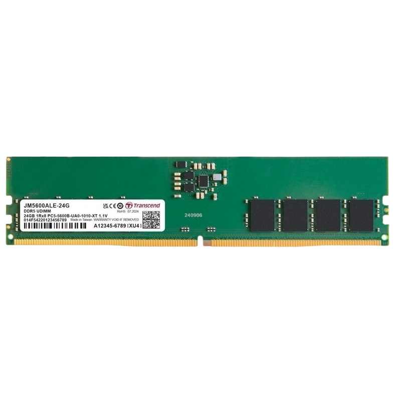 24GB DDR5-5600MHz Transcend JetRam (JM5600ALE-24G), (3Gx8)x8, 1Rx8, CL46, 1.1V
