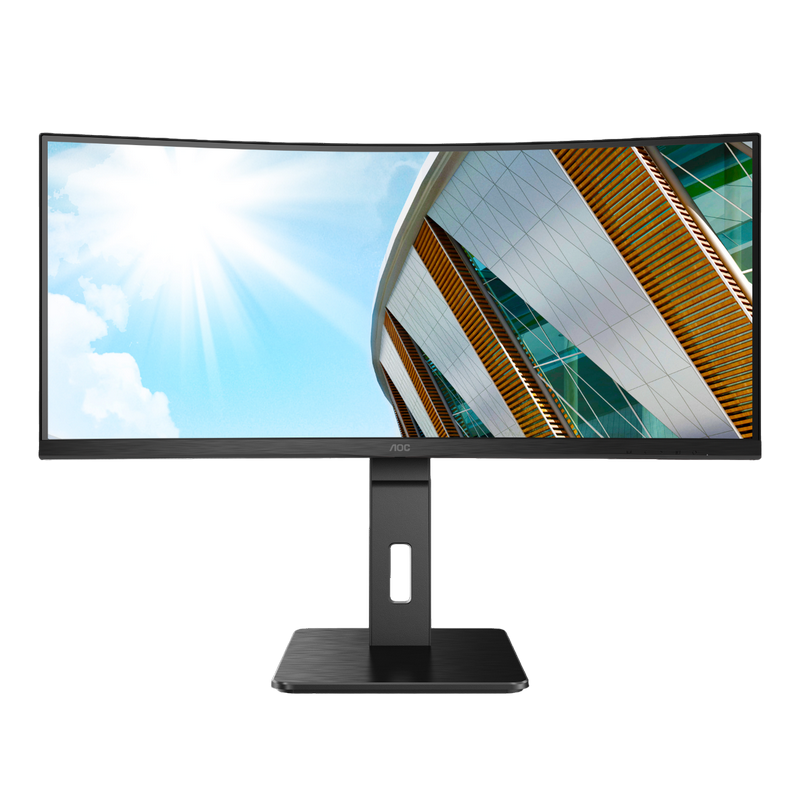 34" AOC CU34P2A, Black, VA-Curved, 3440x1440, 100Hz,1msMPRT, 300cd, MegaDCR, DP+HDMI+USB, Spkrs