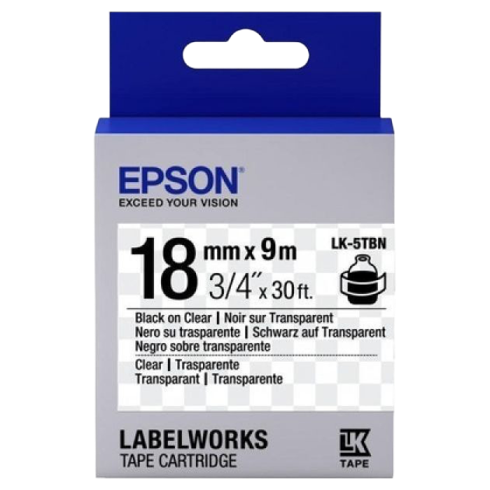 Tape Cartridge EPSON 18mm/9m Transparent, Black/Transparent, LK-5TBN C53S655008