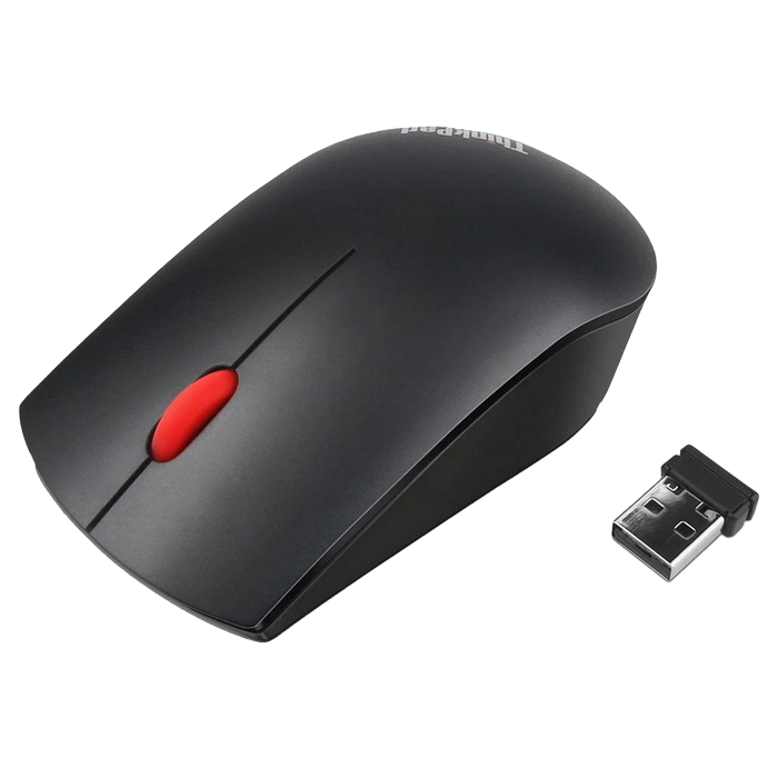 Wireless Mouse ThinkPad Essential, Ambidextrous, 1200 dpi, 3 buttons, Optical sensor, 60g., 1xAA, 2.4GHz, Black