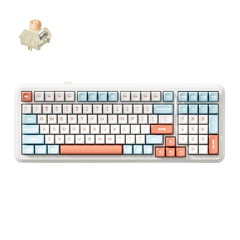 Gaming Wireless Keyboard MCHOSE K99 V2, Mechanical, Icy Creamsicle Switch, 98% Layout, PBT Double Shot, Gasket Mount 8000mAh, EN, Horizon Orange
