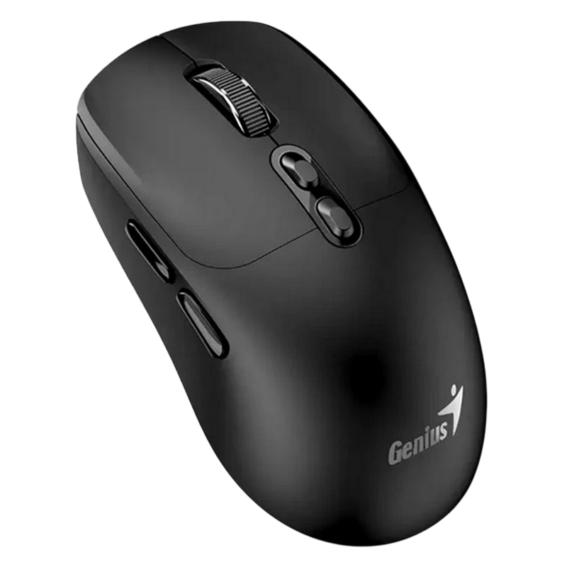 Wireless Mouse Genius NX-8080S, 1600 dpi, 7 buttons, Ambidextrous, 54g, Silent, BlueEye, 1xAA, 2.4Ghz, Bluetooth, Black