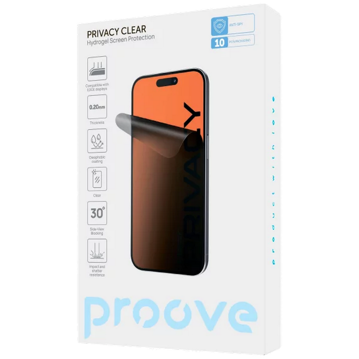 Protective hydrogel film Proove Hydrogel Screen Protection PRIVACY Clear
