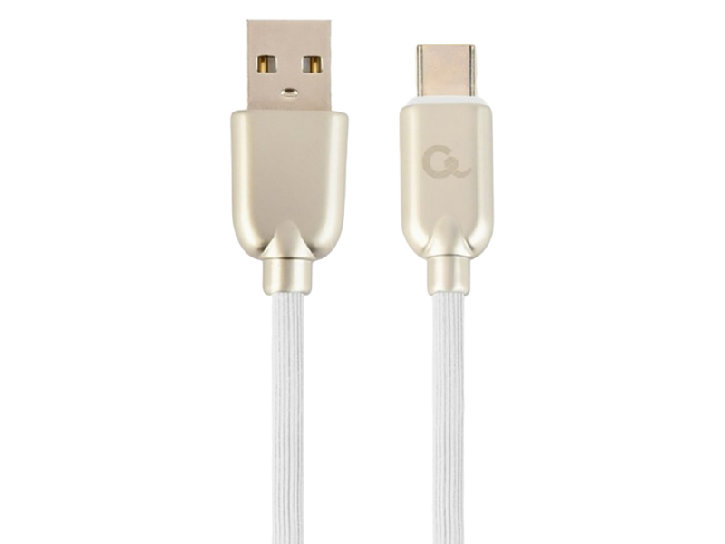 Blister Type-C /USB2.0, AM/CM, 2.0m, Cablexpert Premium Ruber White, CC-USB2R-AMCM-2M-W