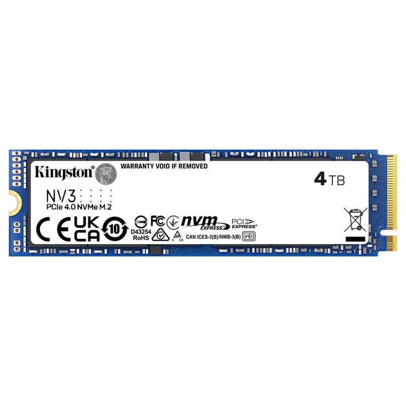 .M.2 NVMe SSD 4.0TB Kingston NV3 [PCIe 4.0 x4, R/W:6000/5000MB/s, 1.28PB TBW, 3D-NAND]