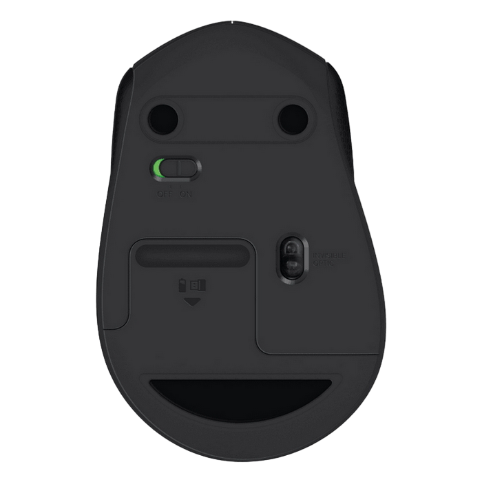 Wireless Mouse Logitech M330 Silent Plus, 1000 dpi, 3 buttons, Ergonomic, 78g., 1xAA, 2,4Ghz, Black