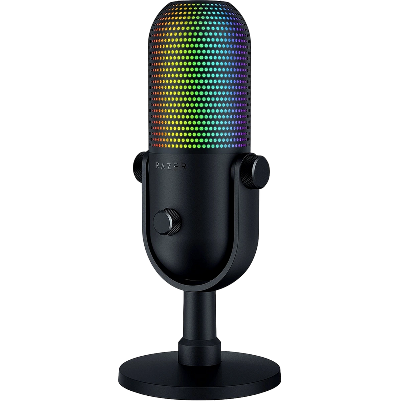 Microphones Razer Seiren V3 Chroma, 16mm Condenser Microphone, Supercardioid, 110db, -34 db, 96 kHz, 24bit, Tap-to-Mute, RGB, USB, Black