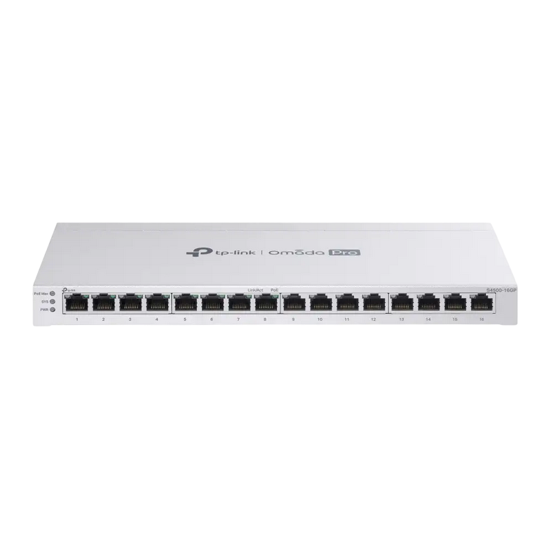 16-Port Gigabit Smart PoE+ Switch TP-LINK Omada Pro "S4500-16GP", 8xPoE Ports, 120W Budget