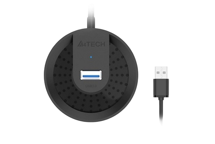 USB 3.0 Hub 4-port A4tech "HUB-30", Cable 100cm, Micro USB Power Input Port, USB, Black