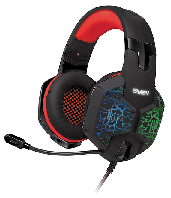 Gaming Headset SVEN AP-U988MV, 50mm drivers, 20-20000Hz, 32 Ohm, 108dB, 365g., USB, Black/Red