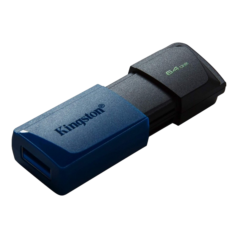 64GB USB3.2 Flash Drive Kingston DataTraveler Exodia M (DTXM/64GB), Black-Blue, Plastic, Slider Cap