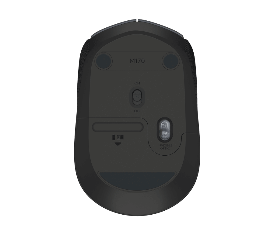 Wireless Mouse Logitech M170, 1000 dpi, 3 buttons, Ambidextrous, 69,3g., 1xAA, 2.4Ghz, Grey/Black
