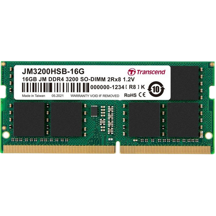 16GB DDR4- 3200MHz SODIMM Transcend PC25600, CL22, 260pin DIMM 1.2V
