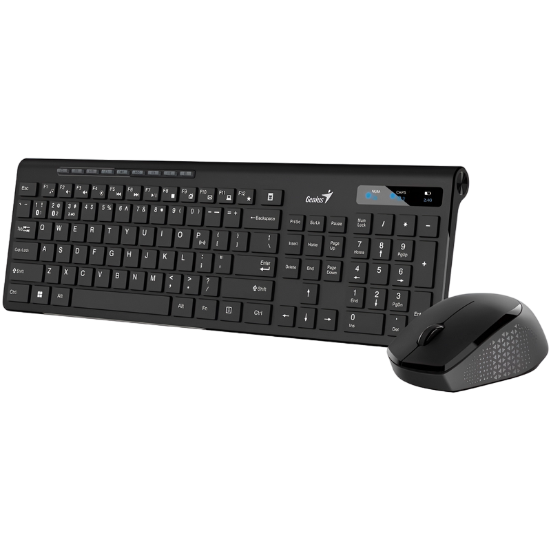Wireless Keyboard & Mouse Genius SlimStar 8230, Multimedia, Ultra thin, Fn keys, 1200dpi, 3 buttons, 1xAAA/1xAA, 2.4Ghz+BT, EN/RU, Black