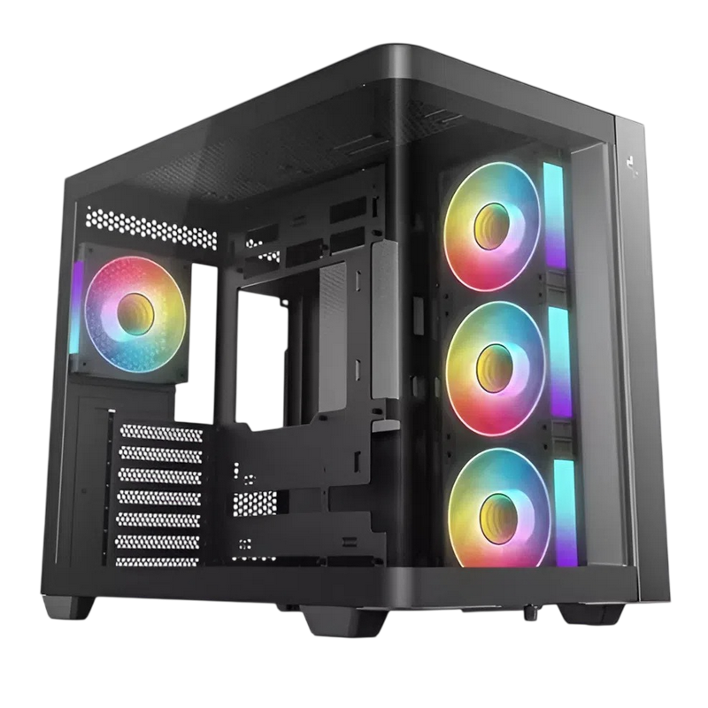 Case ATX Deepcool CG530U 4F, w/o PSU,3x120side 1x120rear ARGB PWM, 2xUSB3.0, 1xTypeC, Curved-Glass Panoramic, 3x2.5, 2x3.5, Black