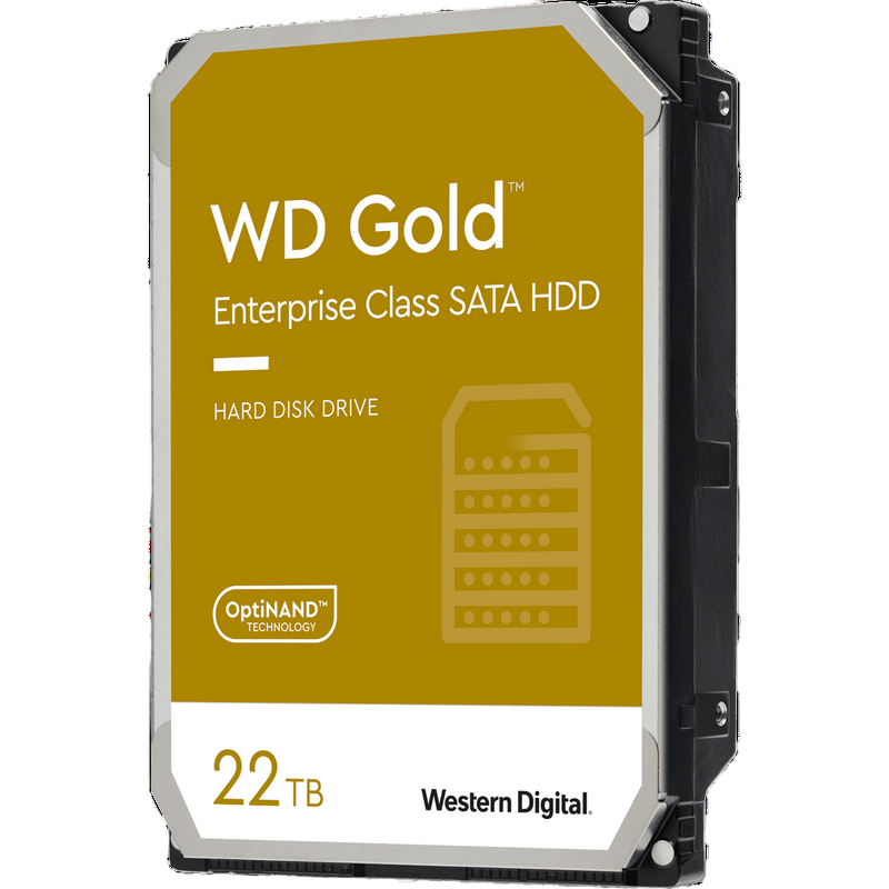 3.5" HDD 22.0TB-SATA-512MB Western Digital "Gold (WD221KRYZ)", Enterprise, CMR, 7200rpm, 2.5M (MTBF)