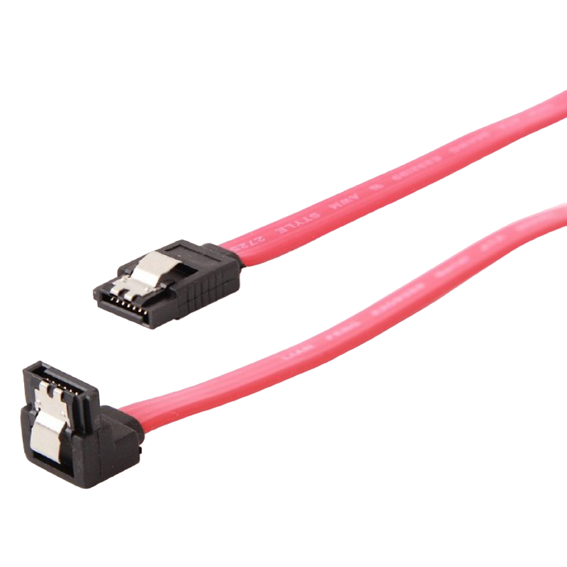 Cable Serial ATA III 10 cm data, 90 degree connector, metal clips, Cablexpert CC-SATAM-DATA90-0.1M