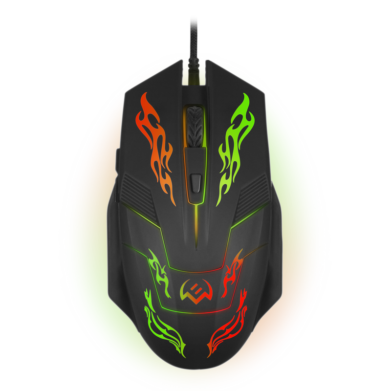 Gaming Mouse SVEN RX-G720, 1200-3200 dpi, 6 buttons, 109g., Ergonomic, Silent, Soft Touch, Backlight, 1.8m, USB, Black