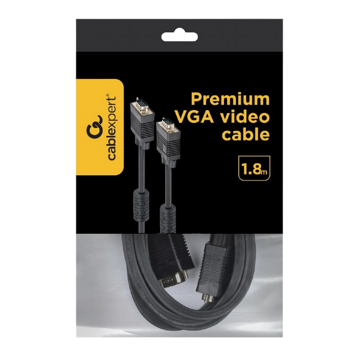 Cable VGA Premium 1.8m, HD15M/HD15M Black, Cablexpert, CC-PPVGA-6B