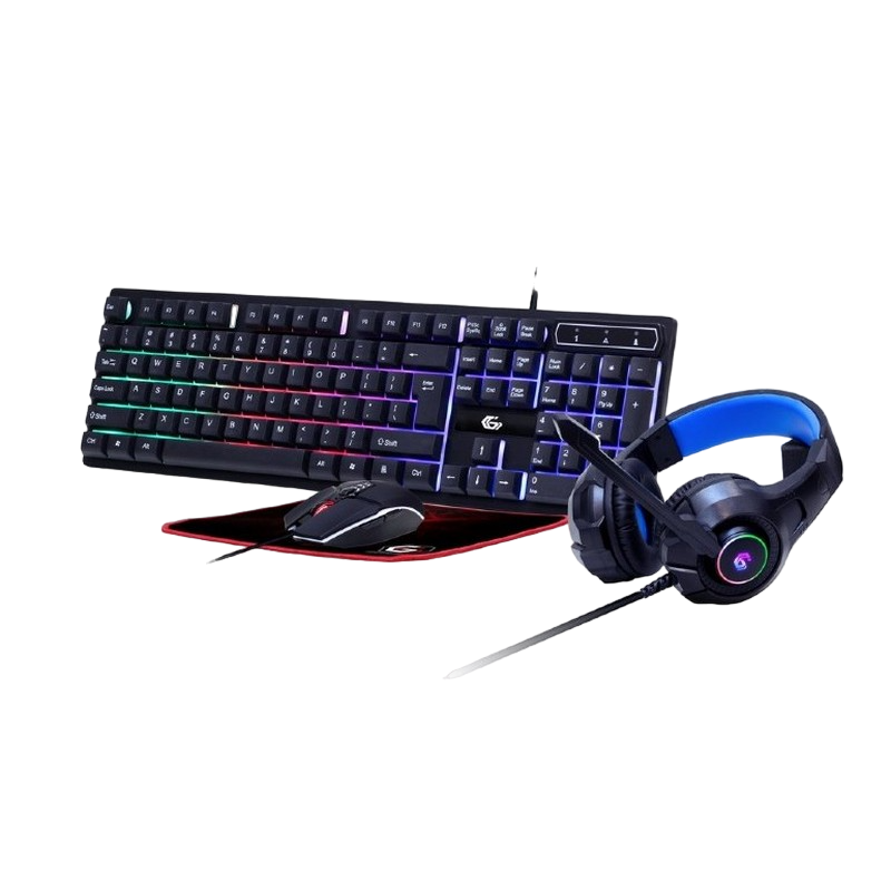 Gaming Keyboard & Mouse & Mouse Pad & Headset Gembird "Ghost" GGS-UMGL4-02, RGB, USB/3.5
