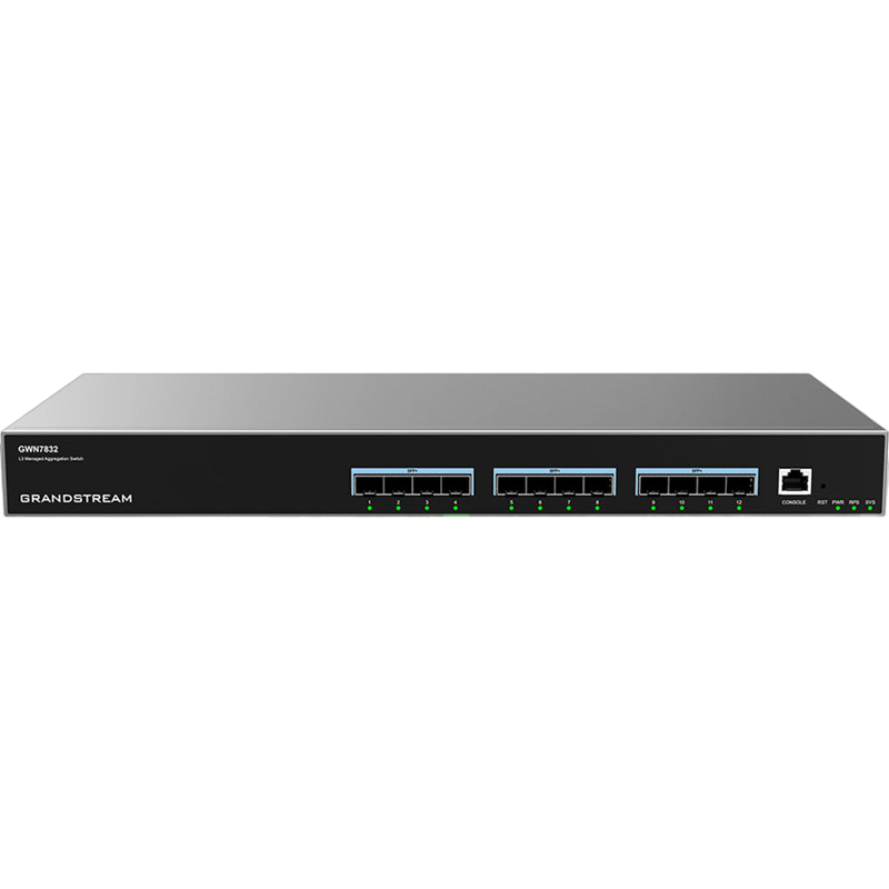 12-ports Layer 3 Aggregation Switch Grandstream "GWN7832",12x10Gbit SFP+, Console Port, Rack-Mount
