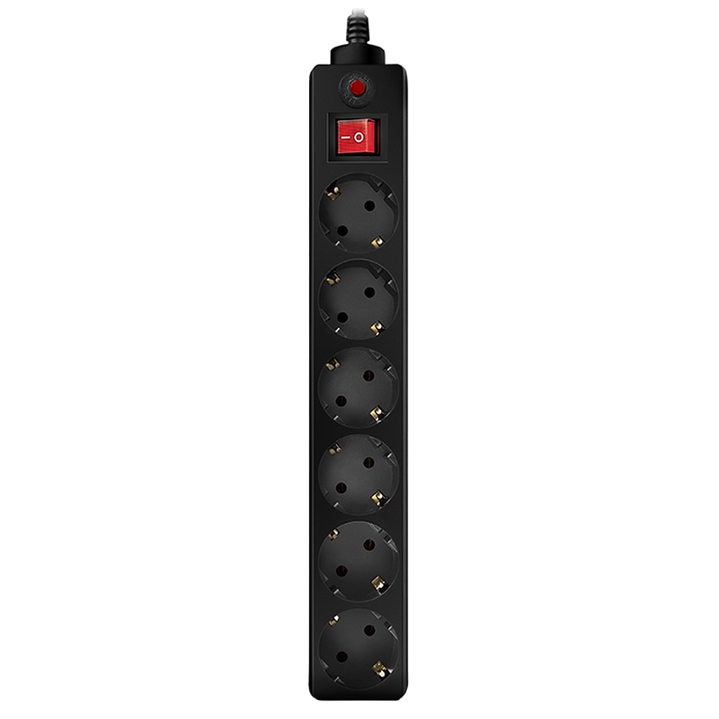 Surge Protector 6 Sockets, 5.0m, Sven Optima, BLACK, Retail color box, flame-retardant