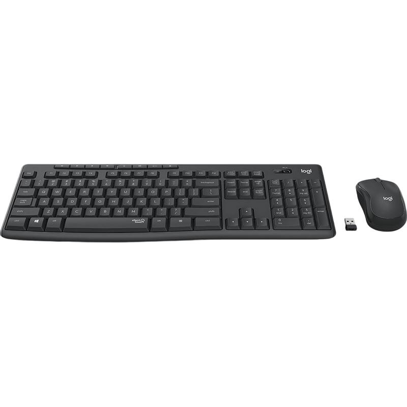 Wireless Keyboard & Mouse Logitech MK295 Silent, Media сontrols, Spill-resistant, 1000dpi, 3 buttons, 2xAAA/1xAA, 2.4Ghz, EN/RU, Graphite