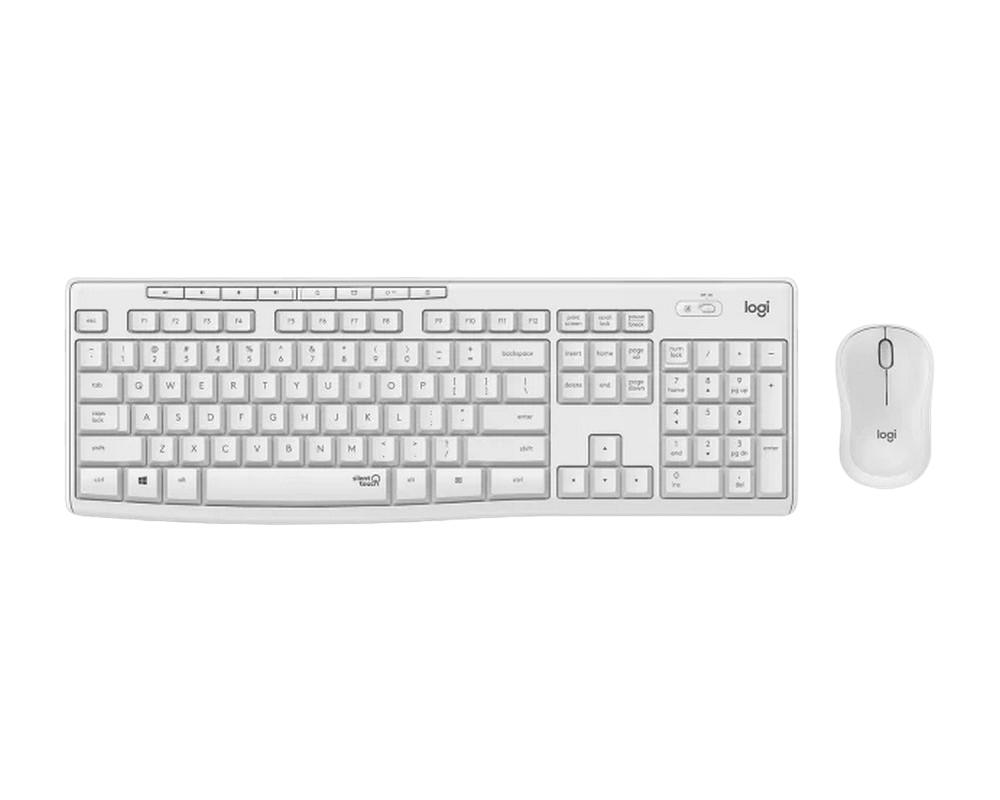 Wireless Keyboard & Mouse Logitech MK295 Silent, Media сontrols, Spill-resistant, 1000dpi, 3 buttons, 2xAAA/1xAA, 2.4Ghz, EN, White