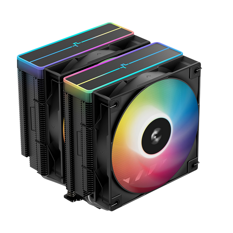 AC Deepcool "AG620 BK ARGB V2" (≤29.4 dB, 300-1950RPM, 67.88 CFM, 2x120mm, ARGB, 6x6mm, 1330g.)