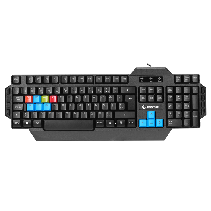 Gaming Keyboard & Mouse Gembird, Keys: 104 keys + 8 hotkeys, 6-button optical mouse 800 - 2400 dpi, KBS-UMG-01-DE / DE layout