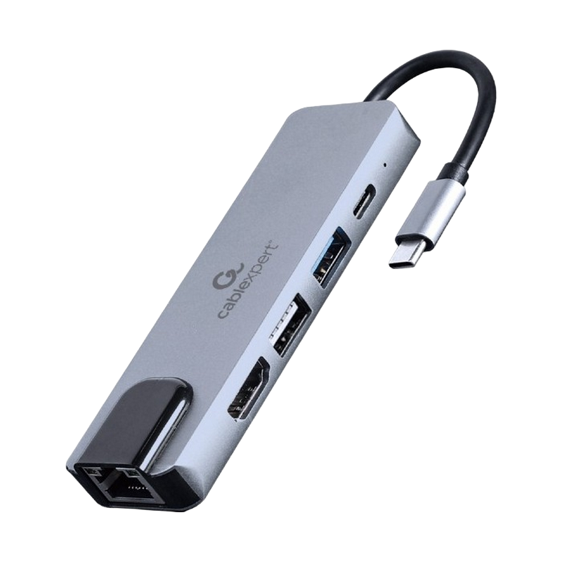 Docking Station Gembird A-CM-COMBO5-04, USB3.1, USB-C, USB2.0, HDMI, LAN, PD 87W, Metal housing