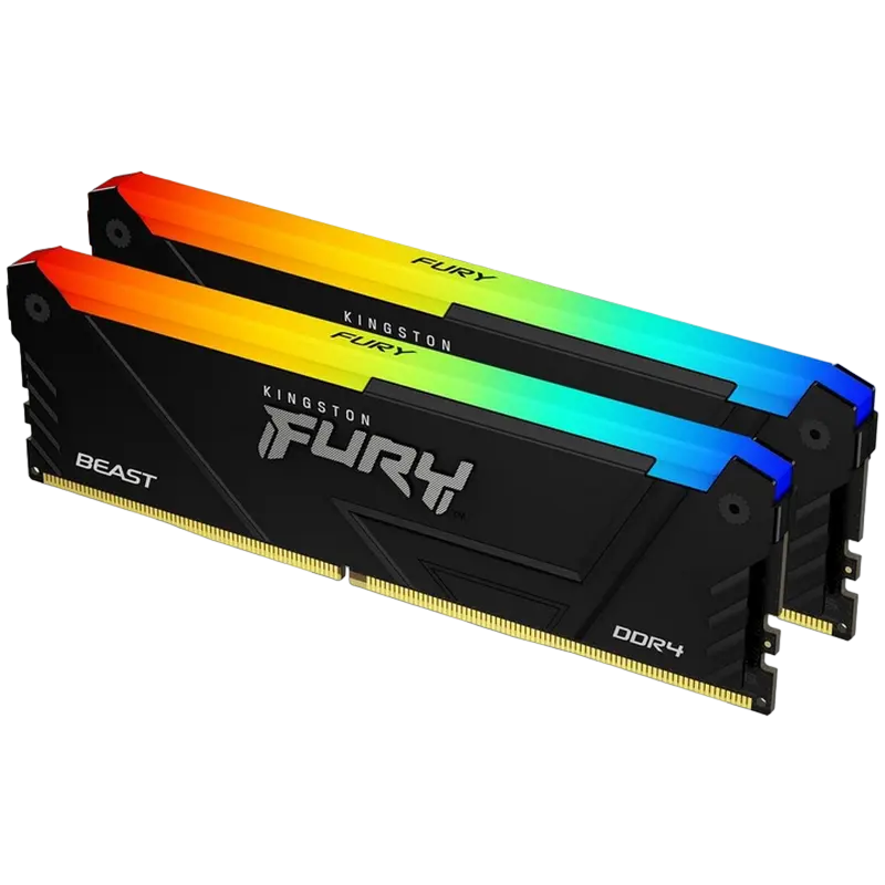 16GB DDR4-3600MHz Kingston FURY Beast RGB (Kit of 2x8GB) (KF436C17BB2AK2/16), CL17-21-21, 1.35V, Black