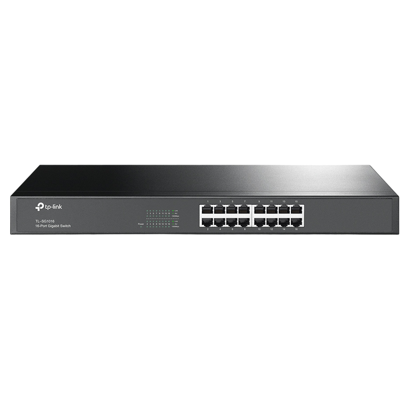 16-port 10/100/1000Mbps Switch TP-LINK "TL-SG1016", 1U 19" Rack Mount, Metal Case
