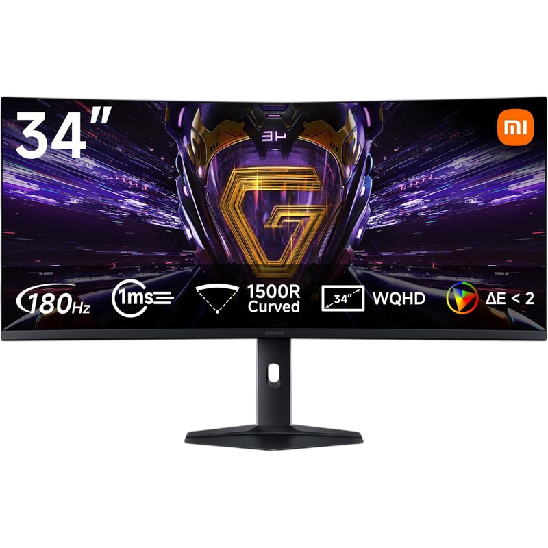 34" XIAOMI Mi Curved Gaming Monitor G34WQi 2026,Black,Curved-VA,3440x1440,180Hz,FreeSync,1msGTG,400cd,HDMI+DP