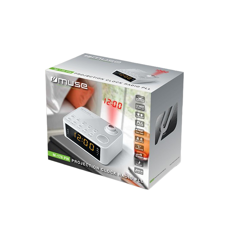 MUSE M-178 PW, Tuner FM, Clocks, White