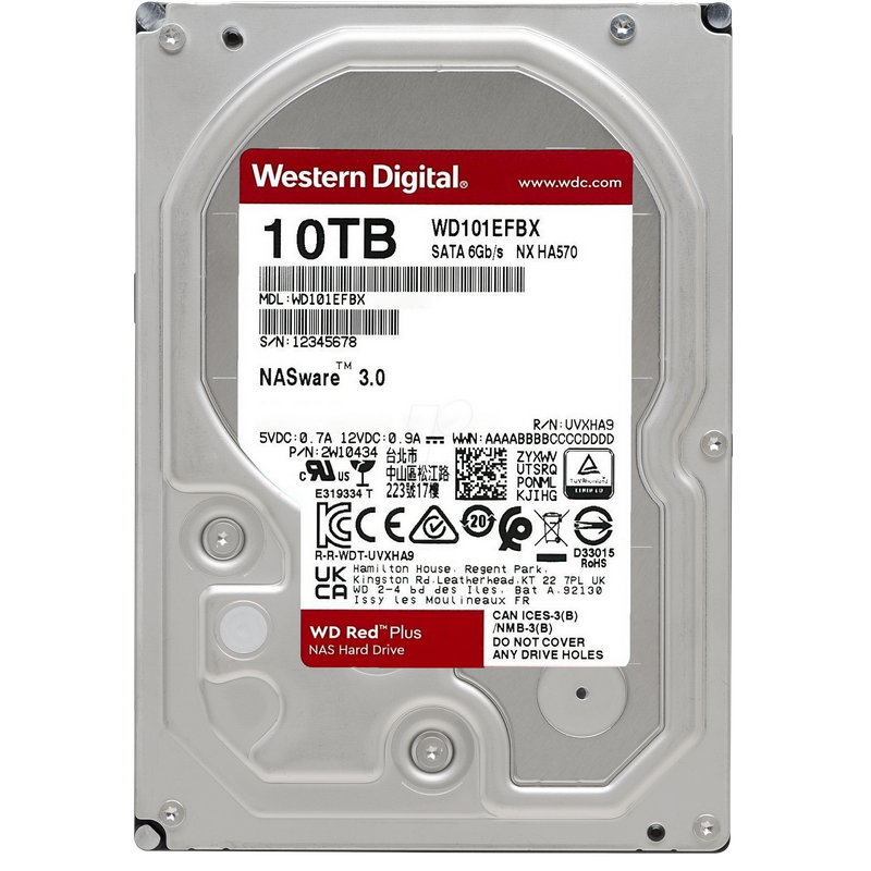 3.5" HDD 10.0TB-SATA- 256MB Western Digital "Red Plus NAS (WD101EFBX)"